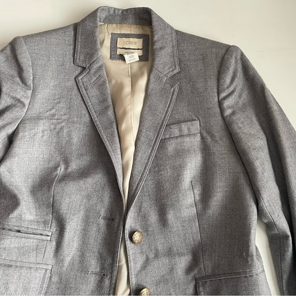 SIZE 4 J CREW GREY SCHOOL BOY WOOL BLAZER - Picture 3 of 10